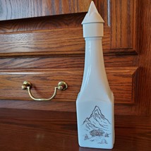 Milk Glass Collect 80s Liquors Bottle Swiss Alps White 10x3 x3 EMPTY Swi... - £3.60 GBP