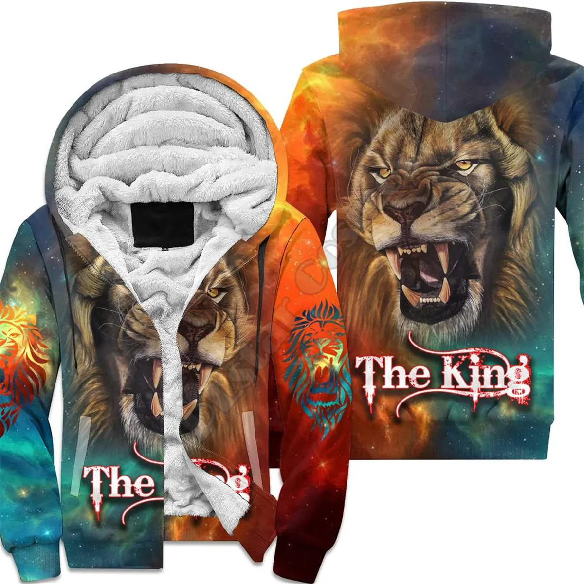 Polynesian Lion 3D printed zipper Hoodies Men Women Fashion Warm double plus vel - £146.58 GBP