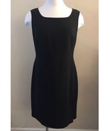 Due per Due for Bloomingdales Black Lined Dress Square Neck Size 12 LBD - £14.61 GBP