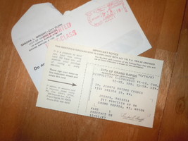Vintage 1987 City of Grand Rapids Michigan Registration Certificate - $2.99