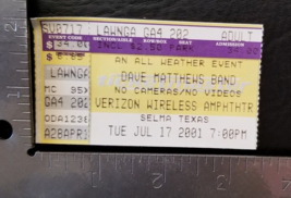 DAVE MATTHEWS BAND -  VINTAGE JULY 17, 2001 SELMA TEXAS CONCERT TICKET STUB - £7.86 GBP