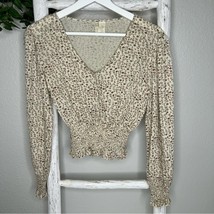 Japna Floral Smocked Cropped Top * Cream * XS - $12.60