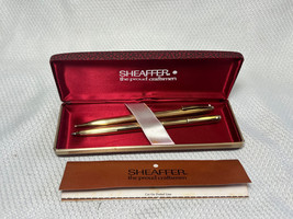 Sheaffer Imperial Fine 777 Blue Ink White Dot Pen &amp; Pencil 12k GF Set IN... - £47.92 GBP