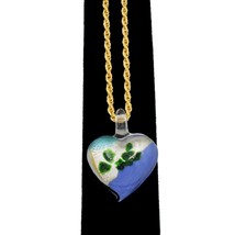 Heart Glass Pendant Necklace 19&quot; Rope Chain - $9.89