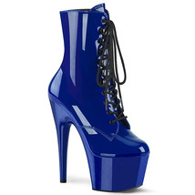 PLEASER ADORE-1020 Sexy 7&quot; High Heel Blue Platform Lace Up Women&#39;s Ankle Boots - £69.56 GBP