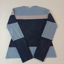 Isaac Mizrahi V-Neck Women&#39;s Blue Nylon &amp; Silk Long Sleeve Shirt Top Siz... - $11.08