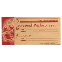Time Magazine Mail-In Subscription Order Card Vintage 1930s Paper Ephemera - $275.93 MXN