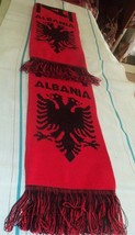 ALBANIAN EAGLE WINTER SCARF RED &amp; BLACK LETTERS AND DESIGN-ALBANIA SOUVE... - £10.90 GBP