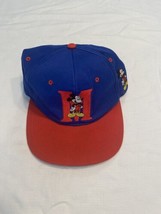 Vintage Disney Mickey Unlimited Blue Red Snapback Hat Embroidered Big M  - $14.52