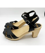 Swedish Hasbeens Merci Leather Sandals Black Leather Size 10 - $128.07 CAD