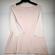 Merona Women&#39;s Boatneck 3/4 Sleeve T-SHIRT Pink Size Xl Cotton - £7.44 GBP