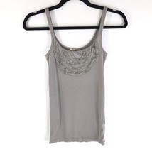 J Crew Womens Cami Top Ruffle Sleeveless Cotton Knit Silk Trim Gray Size XS - £7.80 GBP