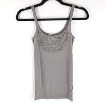 J Crew Womens Cami Top Ruffle Sleeveless Cotton Knit Silk Trim Gray Size XS - £7.83 GBP