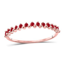 10kt Rose Gold Womens Round Ruby Single Row Stackable Ring 1/8 Cttw - £94.90 GBP
