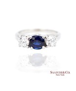 18k (750) White Gold Natural Sapphire and Diamond Ring Size 5 - $3,197.70