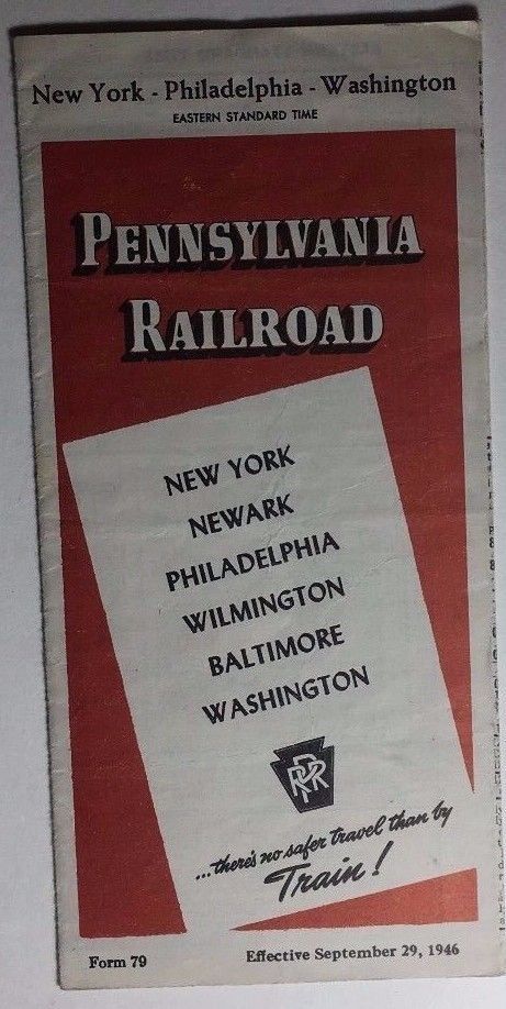 PENNSYLVANIA RAILROAD Time Tables September 29, 1946 Form 79 New York Wa... - $9.89