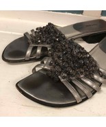 Vintage J. Renee silver beaded leather slides square heel women’s size 8 - $40.62 CAD
