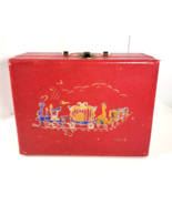 Rare VTG Doll Case / Suitcase Makeup Travel Red “Circus Train” by L-U-C-... - $41.03 CAD