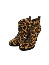 Tory Burch Halima Ankle Booties Womens 9 Calf Hair Cheetah Print Stiletto Heels  - £31.84 GBP