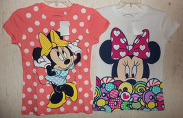 Lot Of (2) Nwt Girls Disney Sparkly Minnie Mouse S/S T-SHIRTS Size L - £18.34 GBP