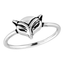 Stylish Stealth Wild Fox Sterling Silver Band Ring-9 - £12.05 GBP