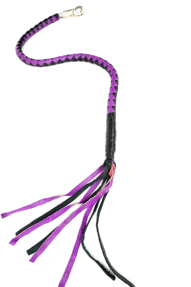 Genuine Leather Motorcycle Whip Get Back whip with Tassels 41&quot; BLACK / P... - $26.99