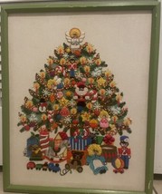 Vintage Christmas Tree Fantasy Embroidery Completed Framed Sunset Stitchery - £134.52 GBP