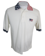 King Louie Men Polo shirt pit to pit 20.5 S VFW logo USA Flag collar Pat... - £15.63 GBP