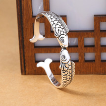 XIYASilver Color  Vintage Bangles &amp; Bracelet Creative Fish Geometric Handmade Je - £10.56 GBP