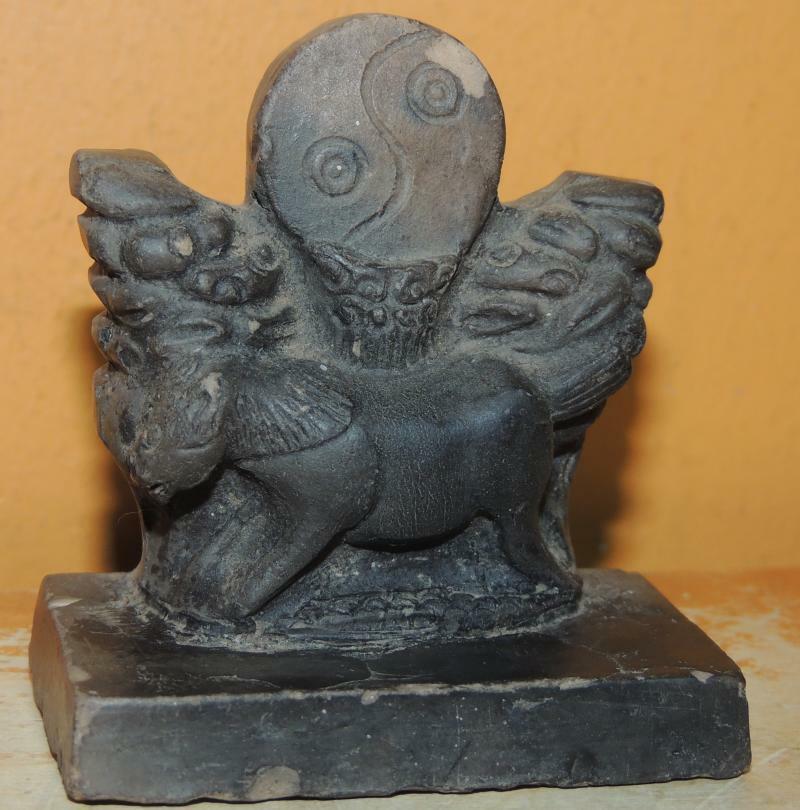 Chinese Horse 2.25&quot;x2.75&quot; Stone / Mud Mudman Man possibly oil shale hand... - $31.49