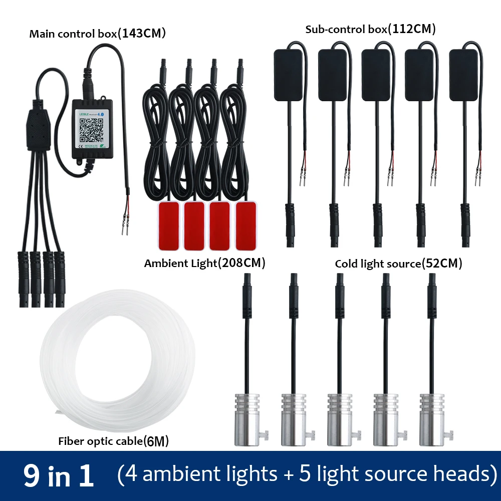 10 in 1 RGB LED Atmosphere Car Light Interior Decoration  Strip Light By App Con - £138.21 GBP