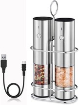 Rechargeable Electric Salt and Pepper Grinder Set with Stand, LED Light ... - $202.49