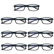 7 Packs Unisex Rectangular Frame Reading Glasses Classic Readers for Men Women - £9.58 GBP