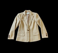 Orvis Women’s Tan Wool Camel Hair Single Button Lined Blazer Jacket Sz 6P - $59.40
