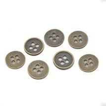 Bluemoona 50 Pcs - 13mm Antiqued Metal Buttons 4 Holes Scrapbooking Sewing Cloth - £3.10 GBP
