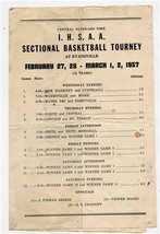 Indiana High School Sectionals Basketball Tourney Program Evansville 1957  - £146.23 GBP