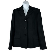 Le Suit Essentials Black Pinstripe Blazer Jacket Size 10 Polyester Womens - $730.98 MXN