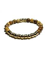 Picture Jasper Beaded Bracelet, 6mm Gemstones, Gold Metallic Accents - $5.99