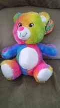 RAINBOW BEAR SITTING Brand New Plush Stuffed Animal w/ Tags 11&quot; SUGAR LOAF - £7.51 GBP