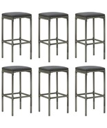  Bar Stool Set of 6 Grey PE rattan, steel, polyester Medium - $370.49