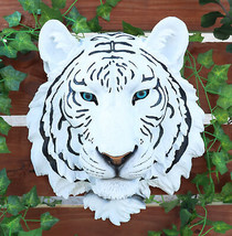 Rare Blue Eyed White Tiger Wall Bust Sculpture Blue Ice Predator Forest ... - £65.30 GBP