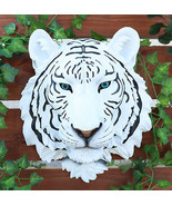 Rare Blue Eyed White Tiger Wall Bust Sculpture Blue Ice Predator Forest ... - £65.45 GBP