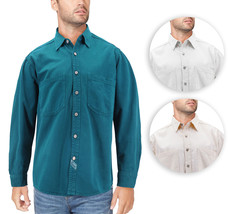 Men’s Cotton Denim Button Down Long Sleeve Casual Jean Dress Shirt - £22.45 GBP