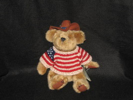 Brass Button Bear Collection CODY American Flag Sweater Cowboy Hat Plush Bear - £18.58 GBP