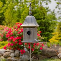 Large Copper Color Metal Birdhouse on Multi-Pronged Garden Stake (Budape... - $119.95