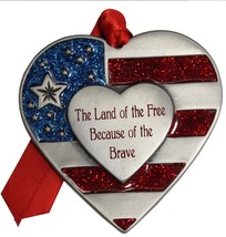 Gloria Duchin Land Of The Free Because Of The Brave Heart Shape Pewter Ornament - £7.30 GBP