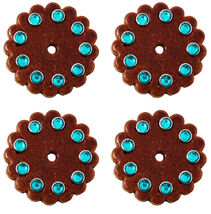 Set of 4 Horse Western Tack Hardware Leather Concho Studded Rosettes Bro... - $19.79