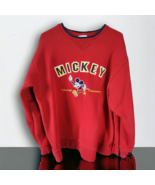 DISNEY Sweatshirt Unisex Large Crew Neck Long Sleeve Red Mickey Mouse Vi... - £29.39 GBP