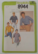 Simplicity Pattern #8944 Mens Sz 40 Btn Up Long &amp; Short Sleeve Shirt Uncut 1979 - $9.99