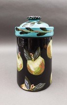 Droll Designs Hand Painted Apple Fruit Art Pottery Lidded Jar Canister 9... - $124.99